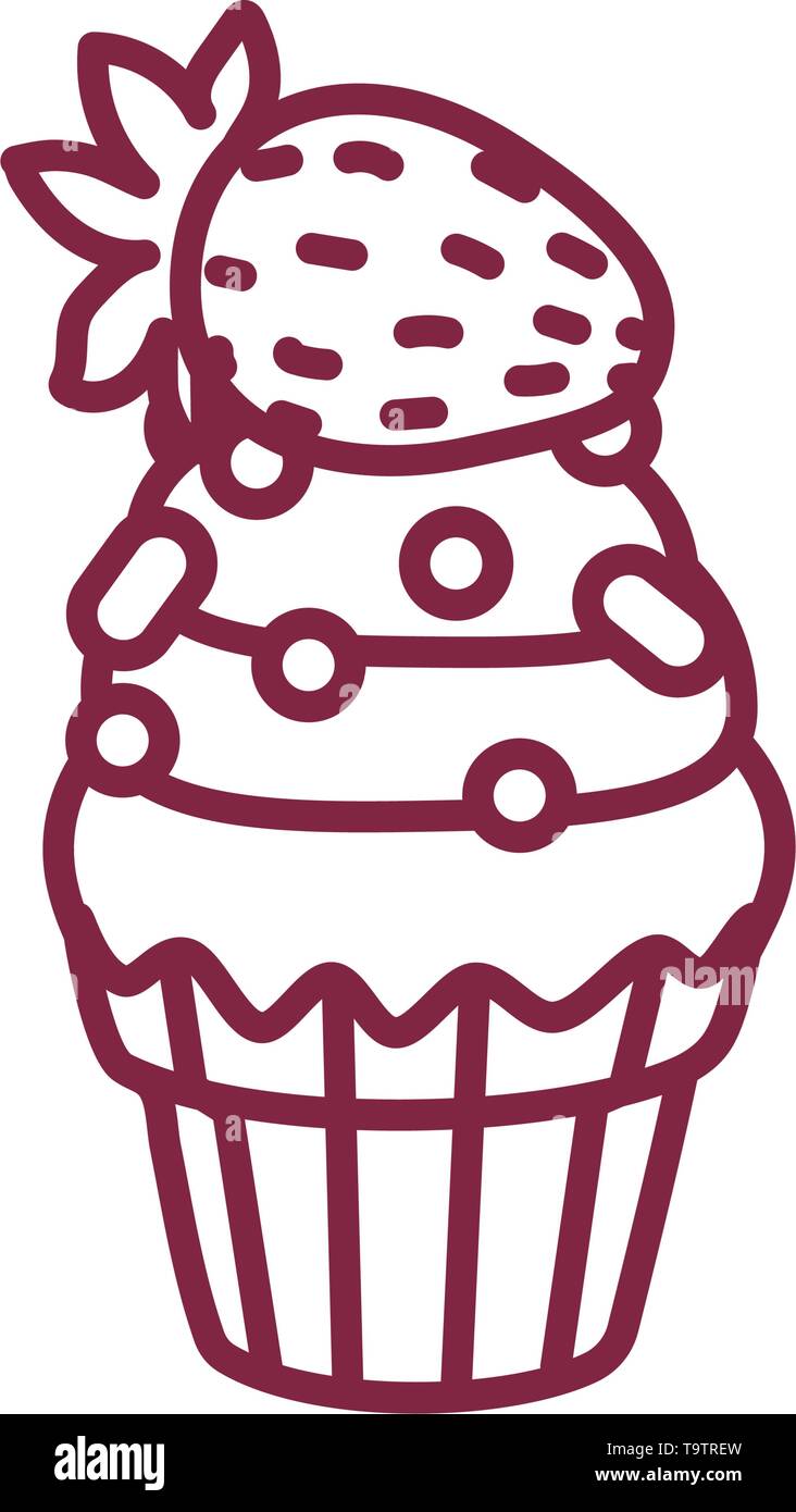 vector cute cupcake sweets coloring book page Stock Vector Image & Art ...