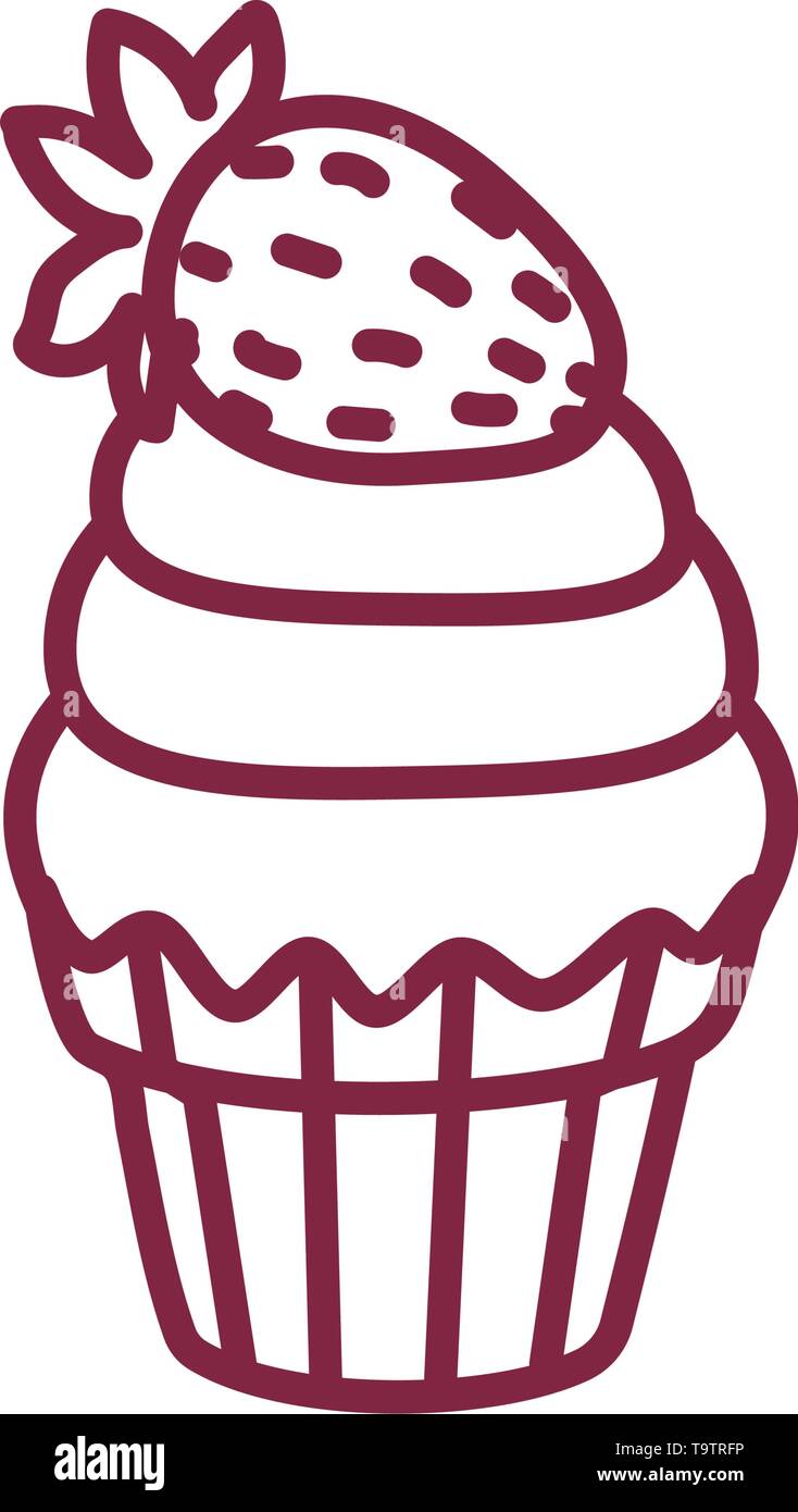 vector cute cupcake sweets coloring book page Stock Vector Image & Art ...