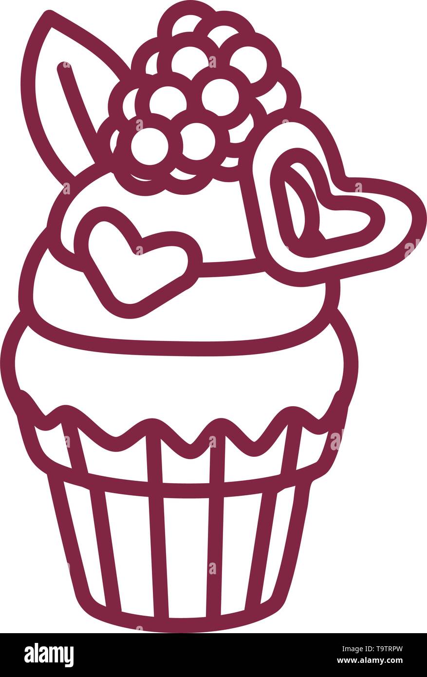 vector cute cupcake sweets coloring book page Stock Vector Image & Art ...