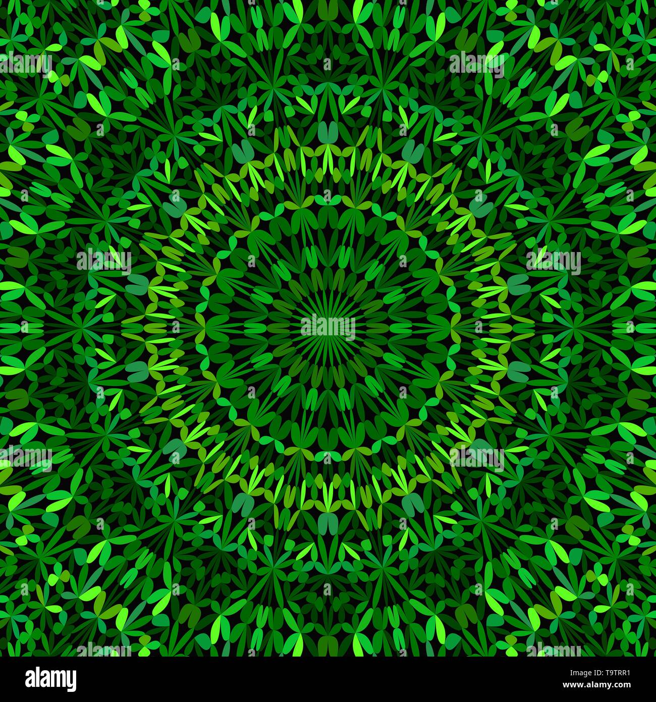 Green floral mandala pattern background - abstract vector ornament ...