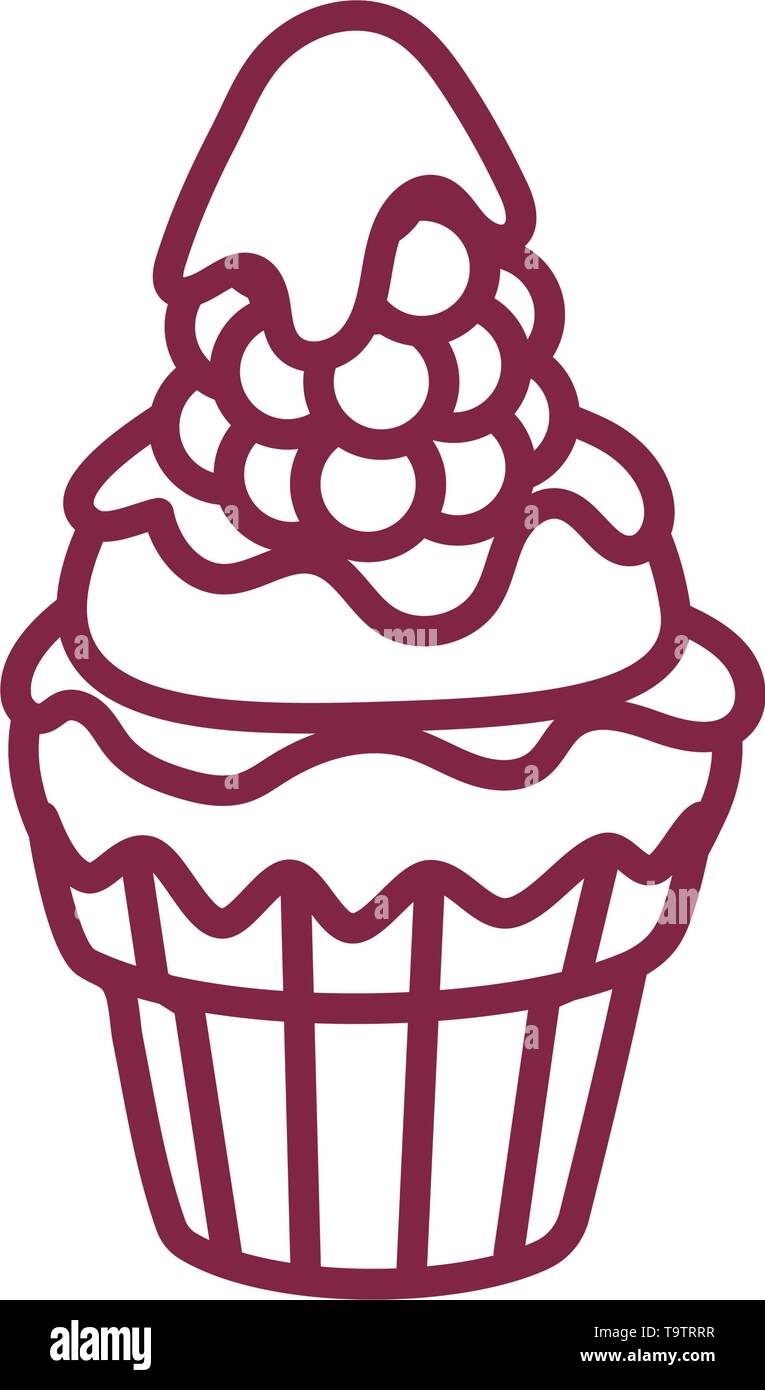 vector cute cupcake sweets coloring book page Stock Vector