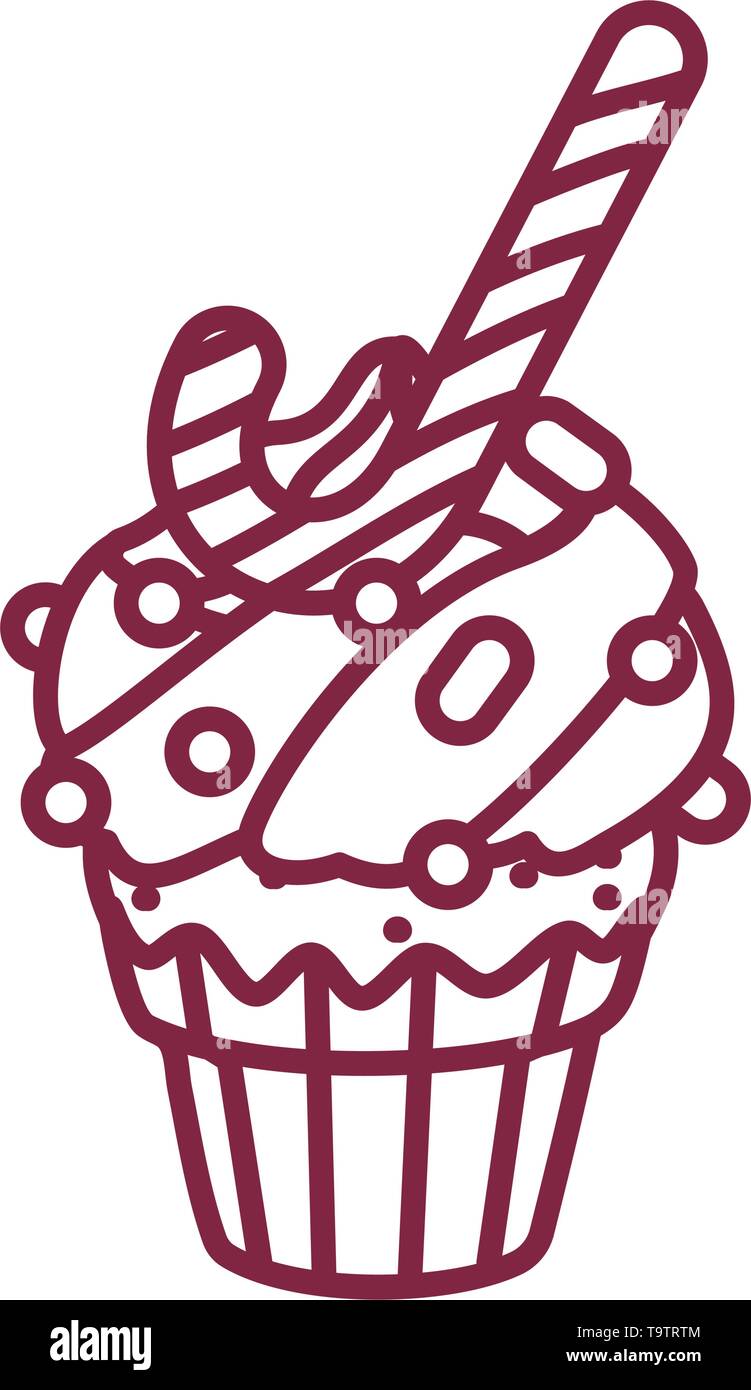 vector cute cupcake sweets coloring book page Stock Vector Image & Art ...