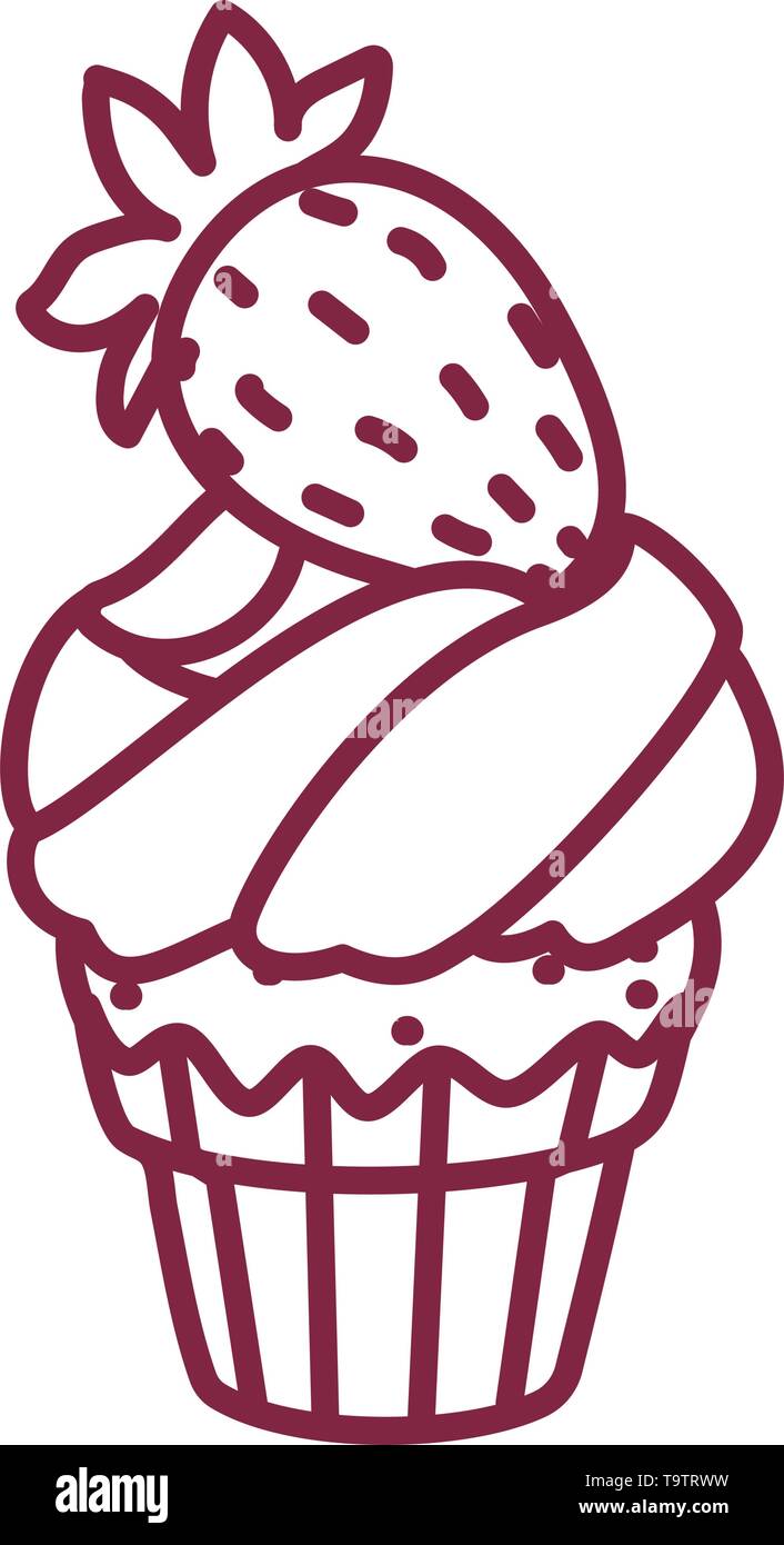 vector cute cupcake sweets coloring book page Stock Vector
