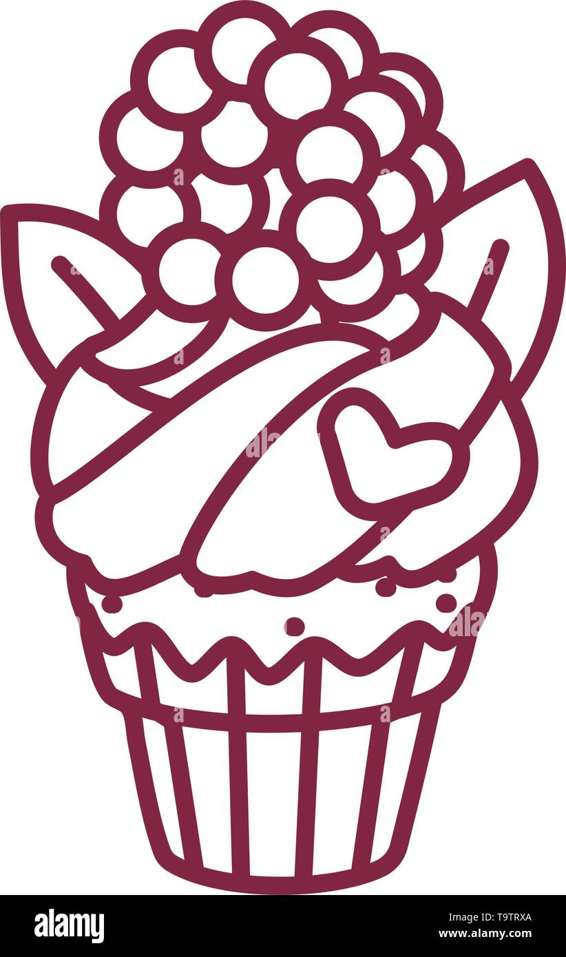 vector cute cupcake sweets coloring book page Stock Vector