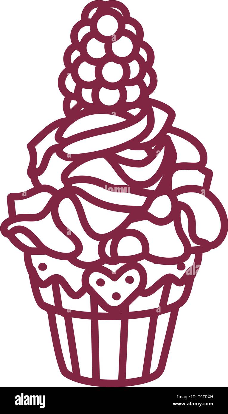 vector cute cupcake sweets coloring book page Stock Vector Image & Art ...