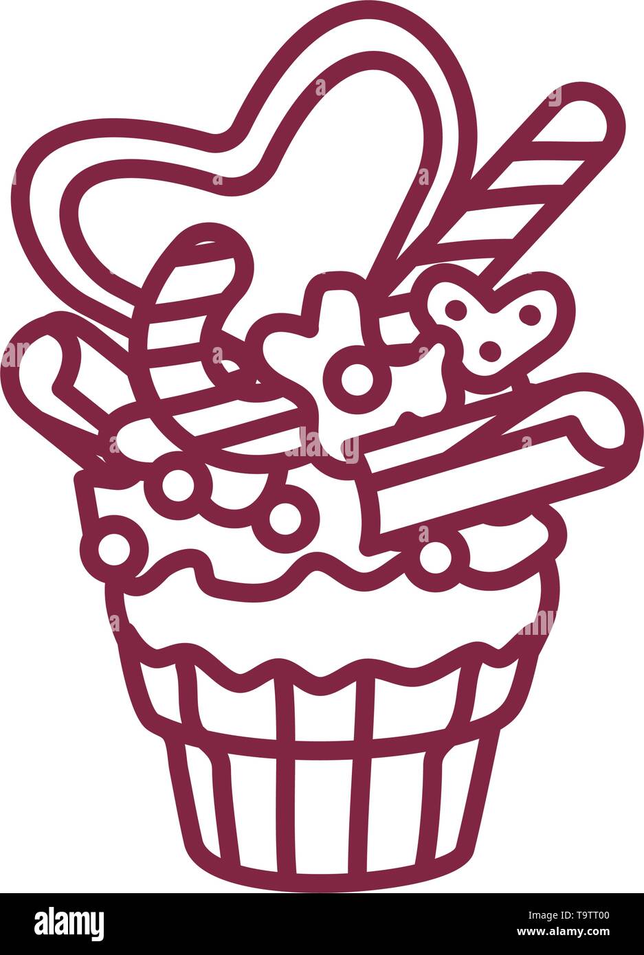 vector cute cupcake sweets coloring book page Stock Vector Image & Art ...