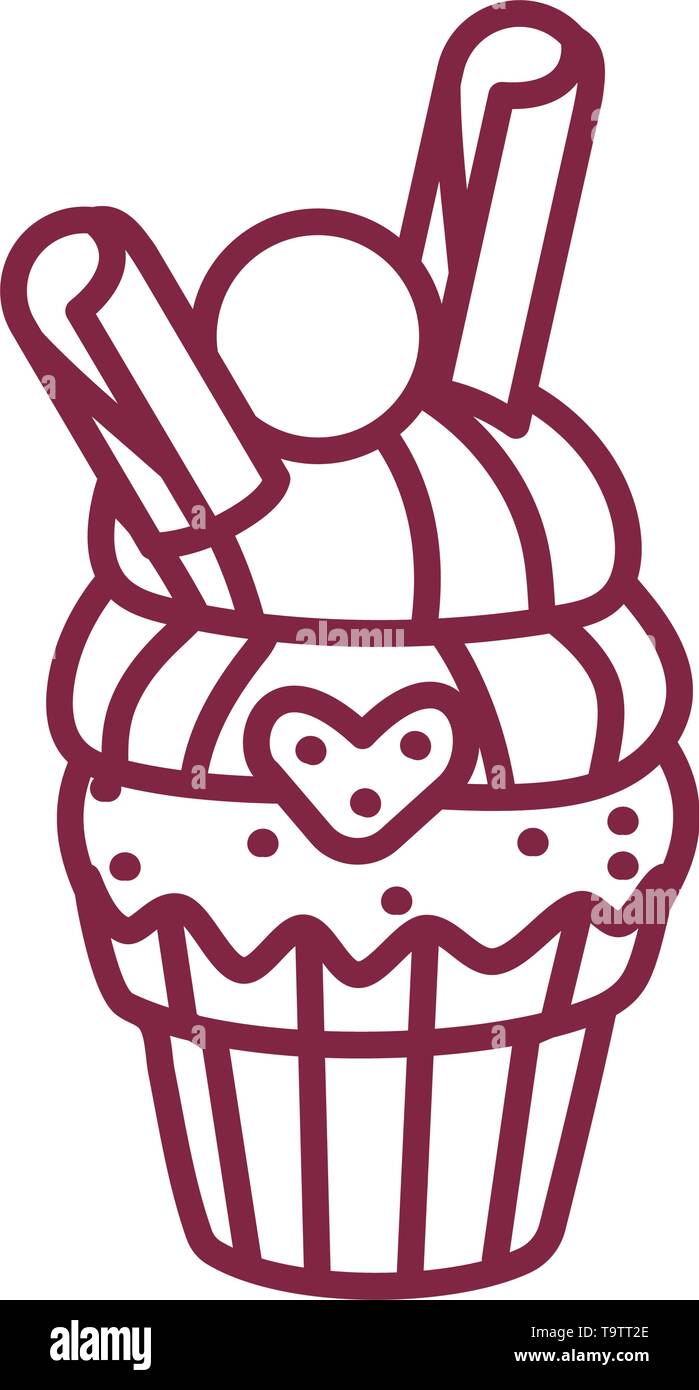 vector cute cupcake sweets coloring book page Stock Vector Image & Art ...