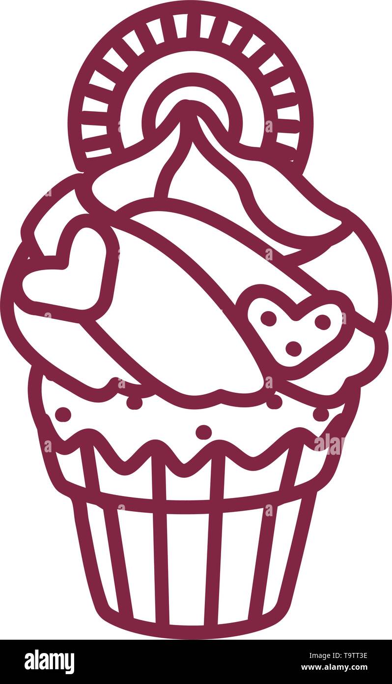 vector cute cupcake sweets coloring book page Stock Vector