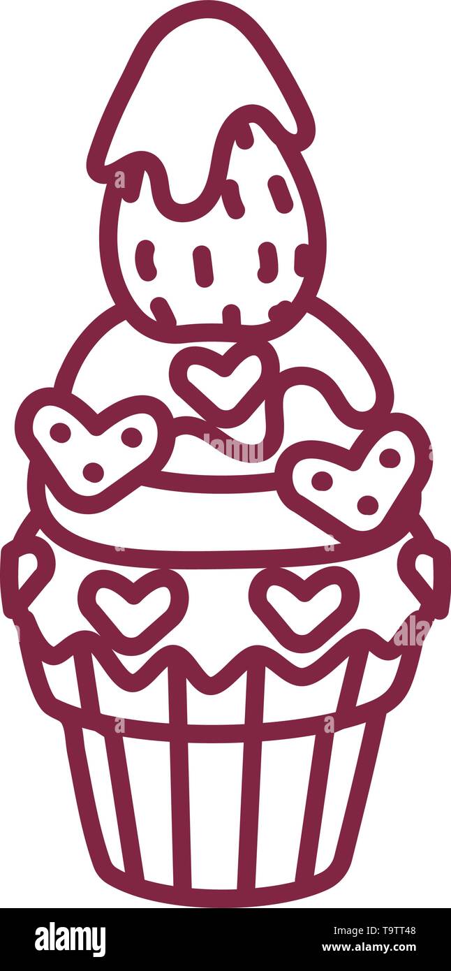 vector cute cupcake sweets coloring book page Stock Vector Image & Art ...