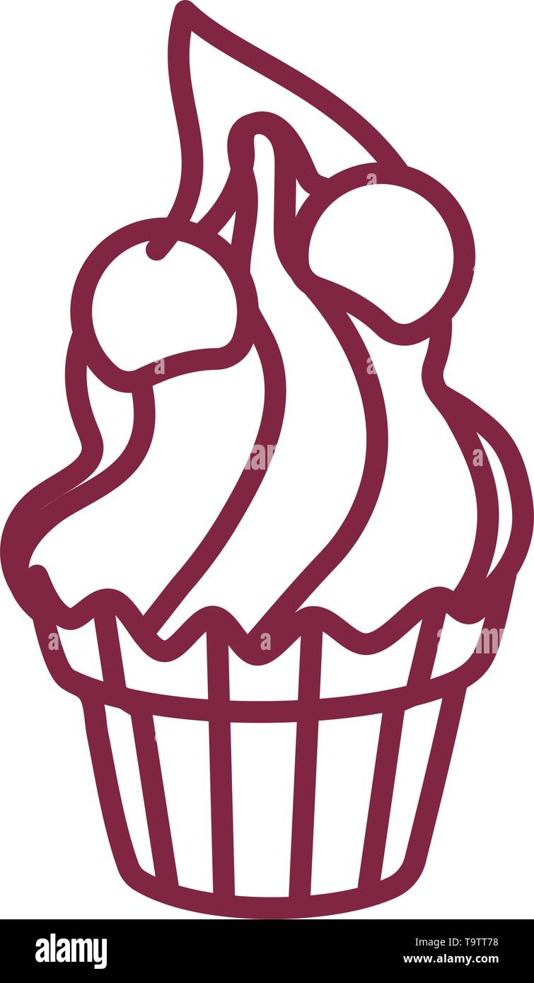 vector cute cupcake sweets coloring book page Stock Vector Image & Art ...