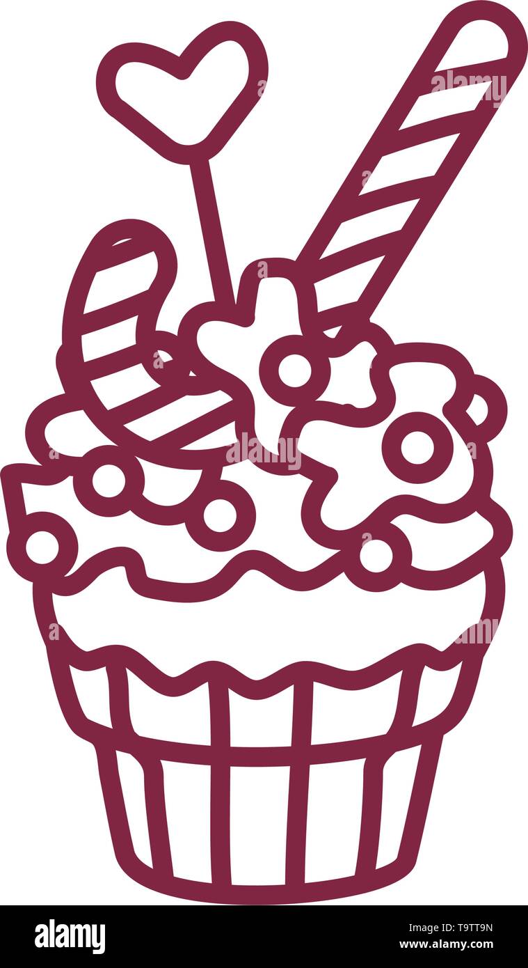 vector cute cupcake sweets coloring book page Stock Vector Image & Art ...