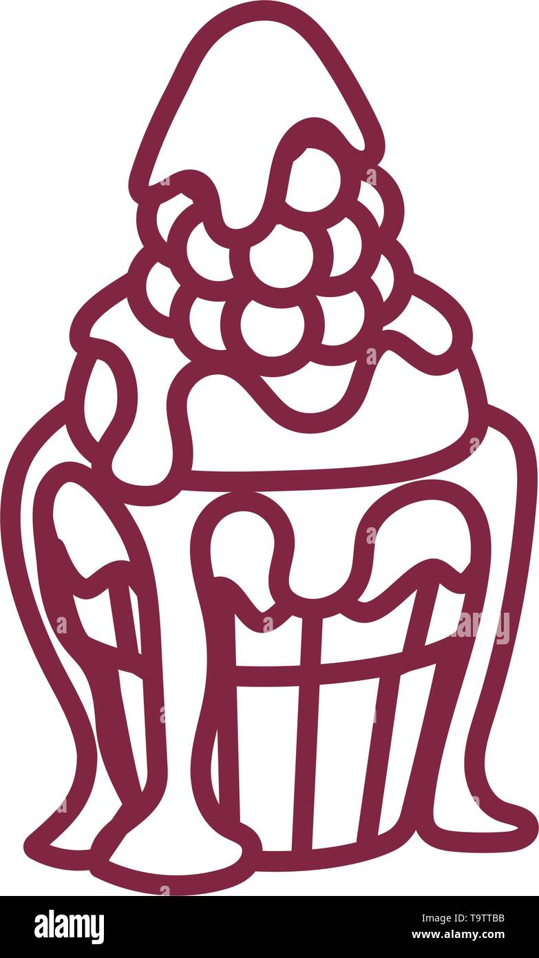 vector cute cupcake sweets coloring book page Stock Vector