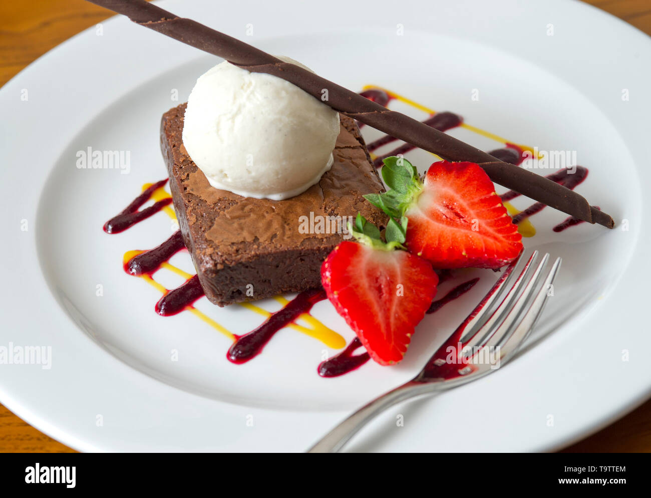 Chocolate brownie with icecream dessert Stock Photo Alamy