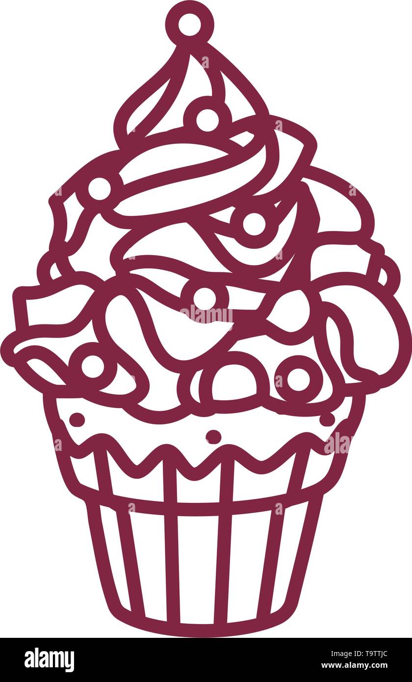 vector cute cupcake sweets coloring book page Stock Vector Image & Art ...