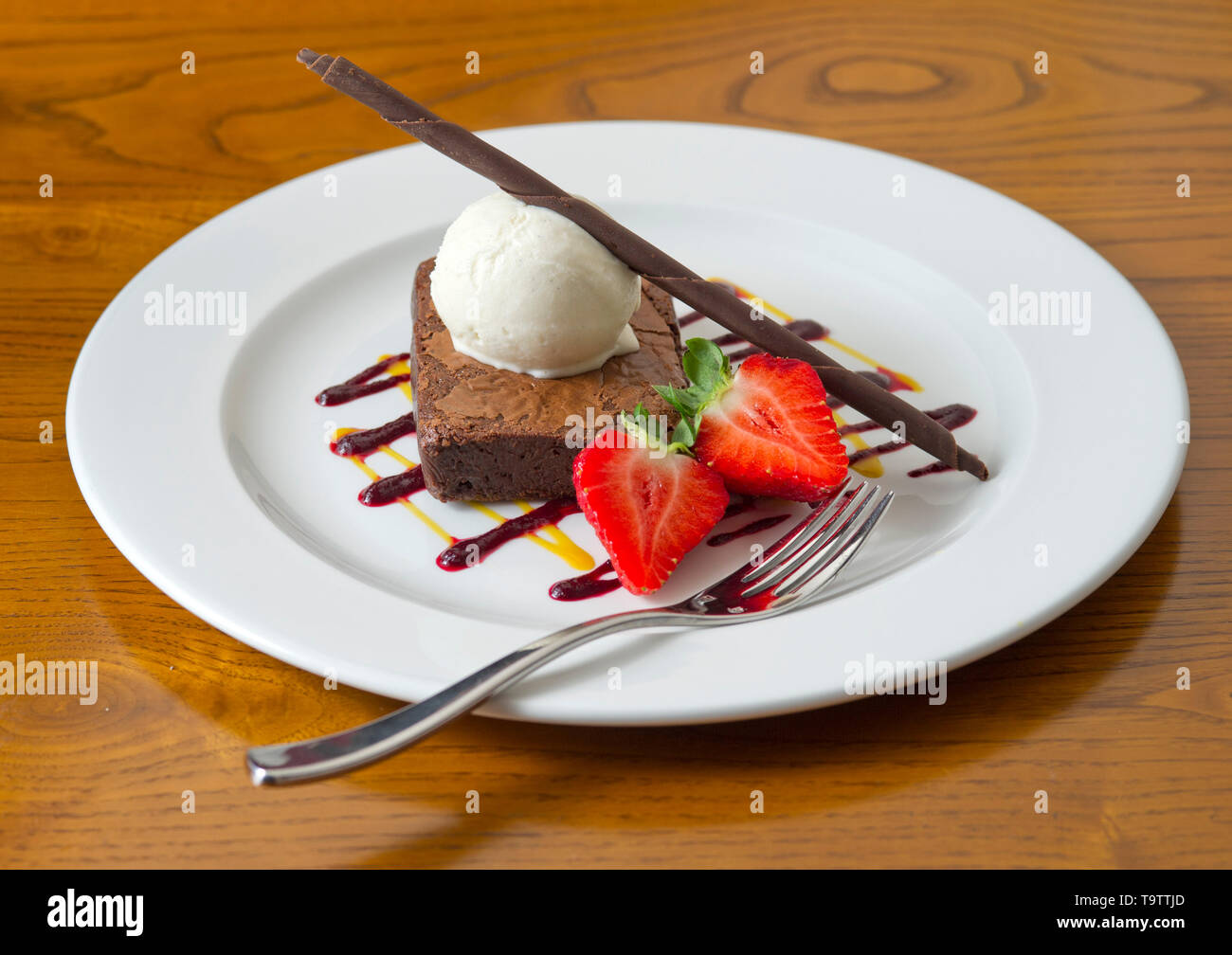 Chocolate brownie with icecream dessert Stock Photo Alamy