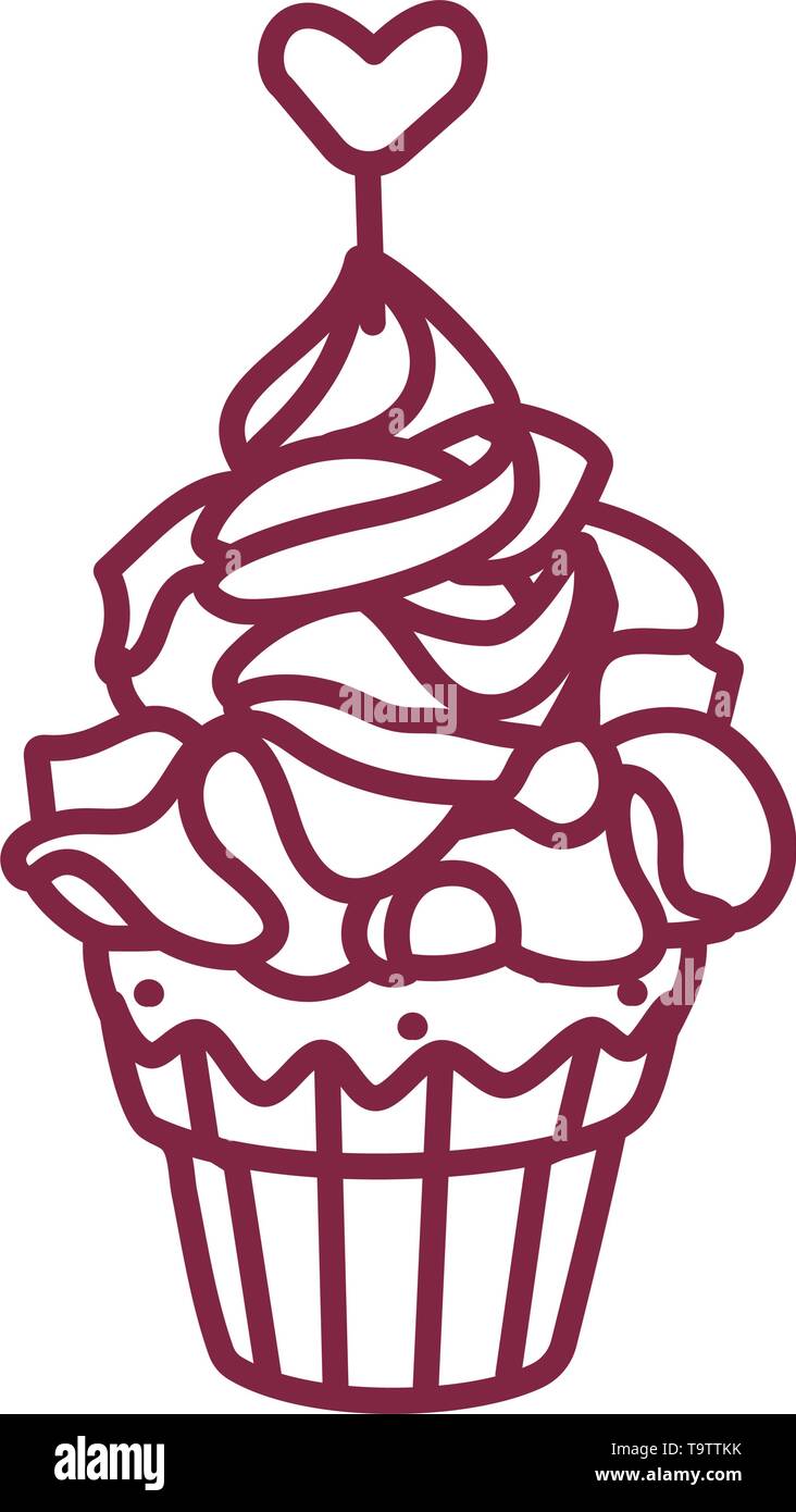 vector cute cupcake sweets coloring book page Stock Vector