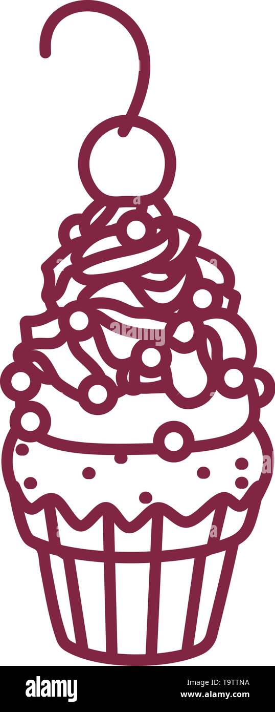 vector cute cupcake sweets coloring book page Stock Vector