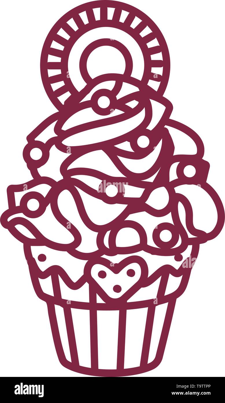 vector cute cupcake sweets coloring book page Stock Vector Image & Art ...