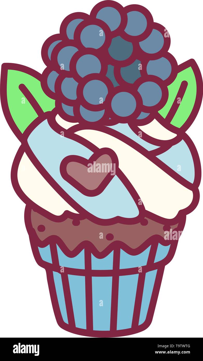 vector cute cupcake sweets, flat clip art Stock Vector