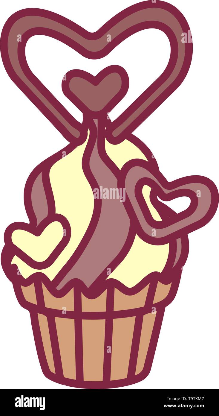 vector cute cupcake sweets, flat clip art Stock Vector