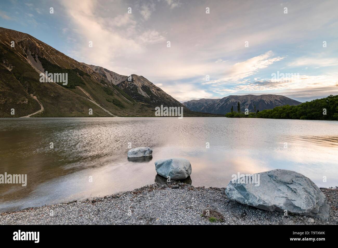 Lake Pearson, Arthur's Pass, Canterbury Region, South Island, New Zealand Stock Photo