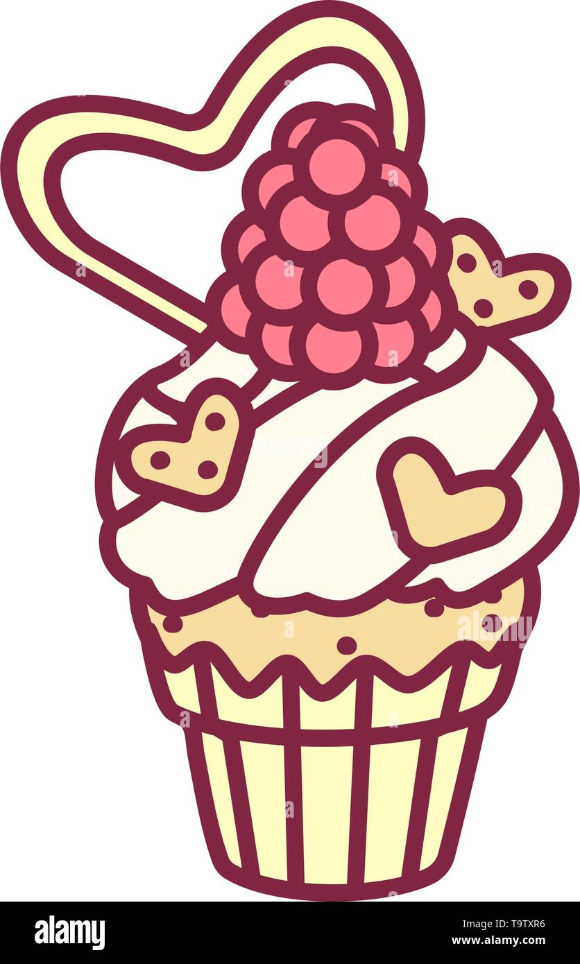 vector cute cupcake sweets, flat clip art Stock Vector