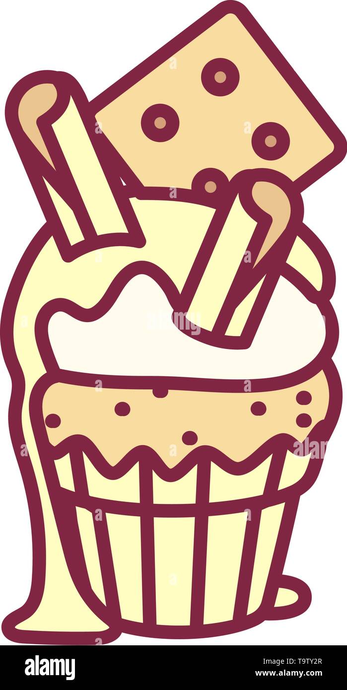 vector cute cupcake sweets, flat clip art Stock Vector
