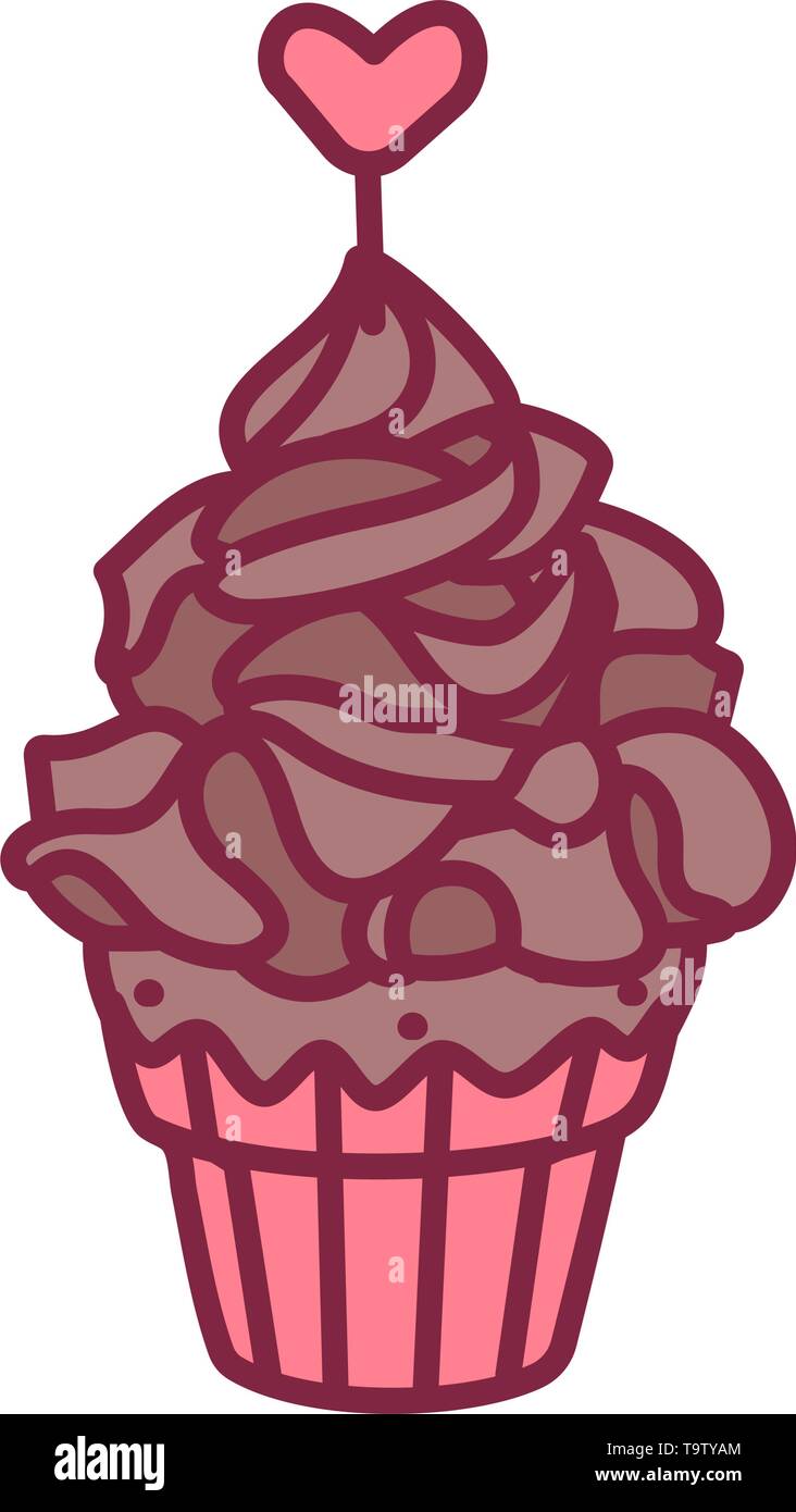 vector cute cupcake sweets, flat clip art Stock Vector
