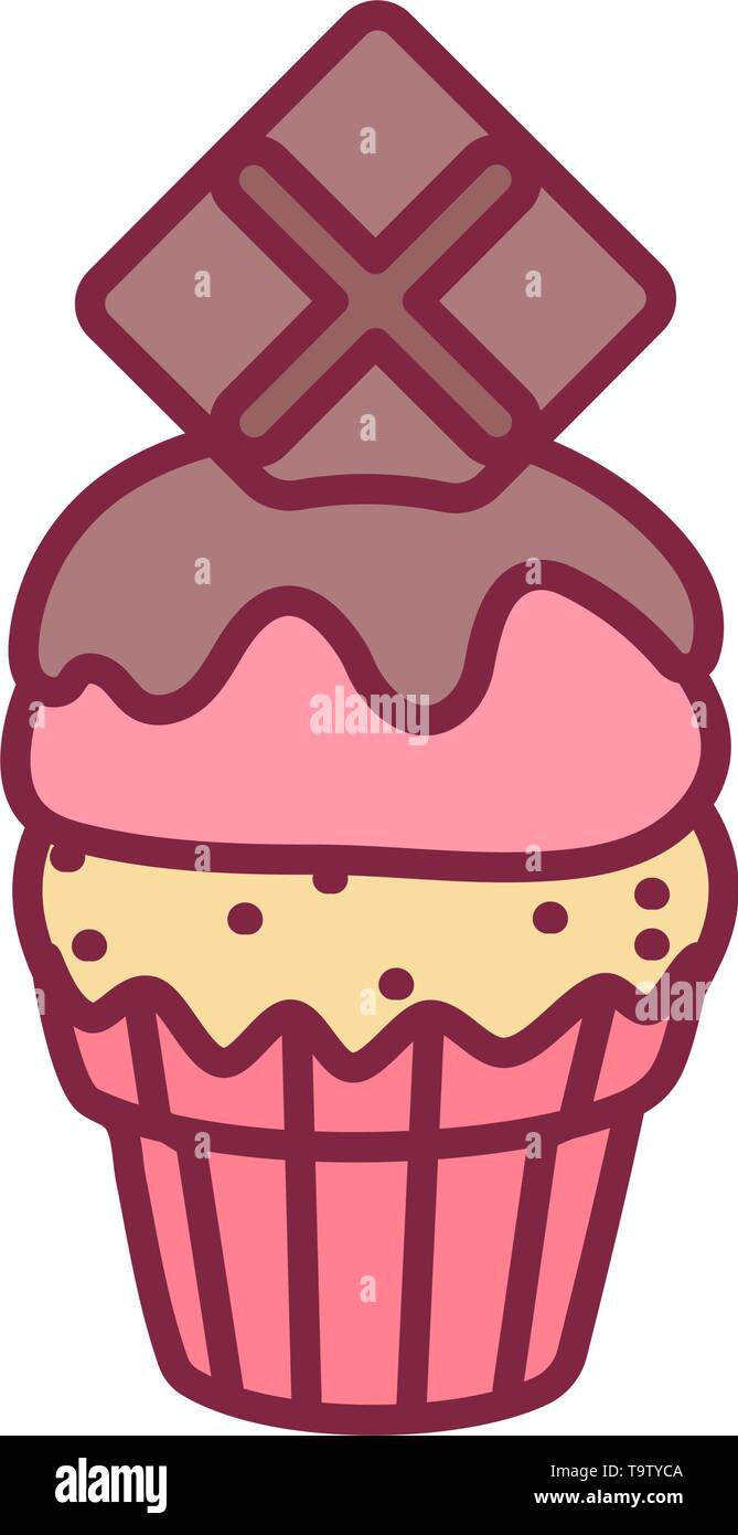 vector cute cupcake sweets, flat clip art Stock Vector