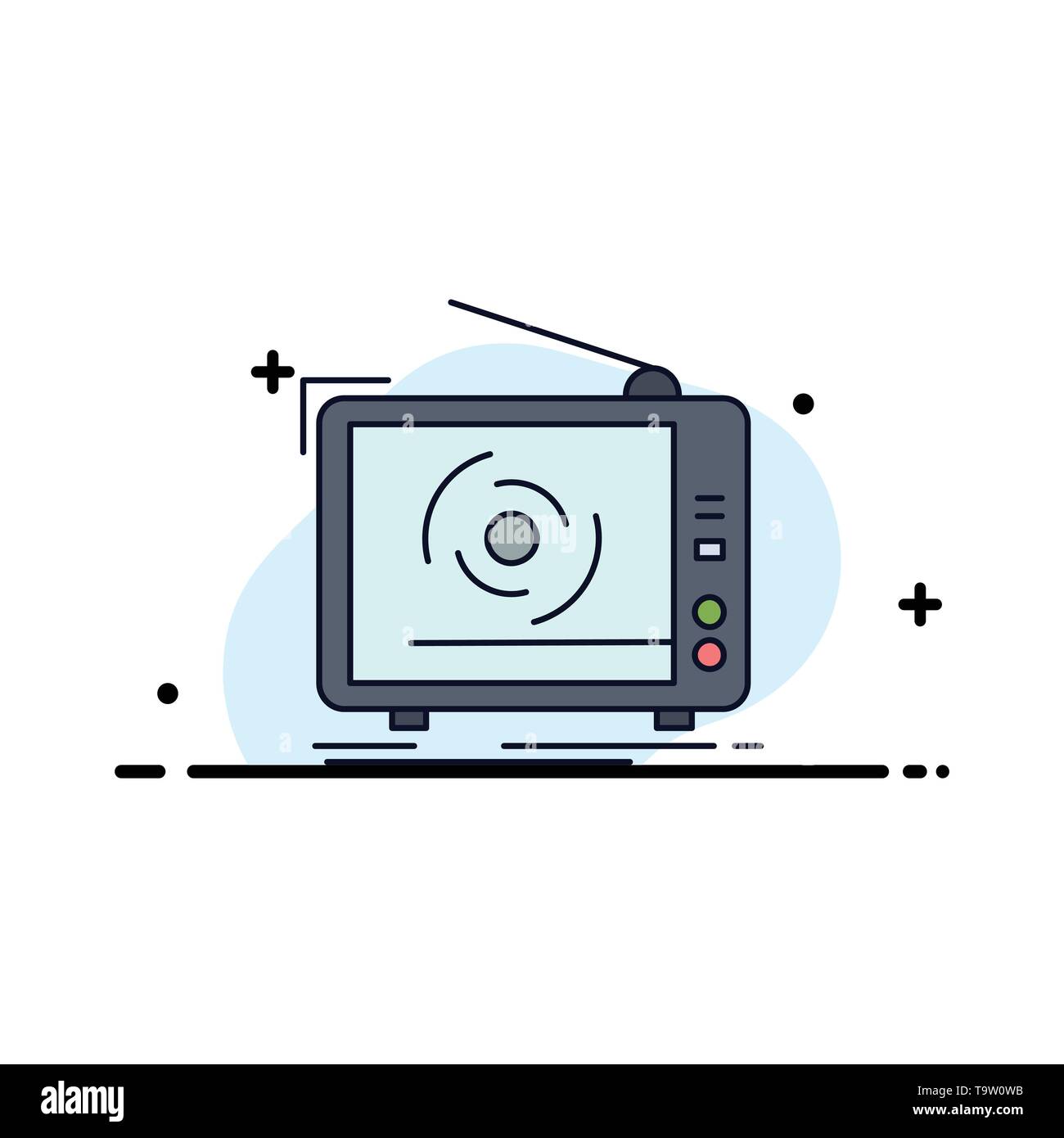 tv, ad, advertising, television, set Flat Color Icon Vector Stock Vector