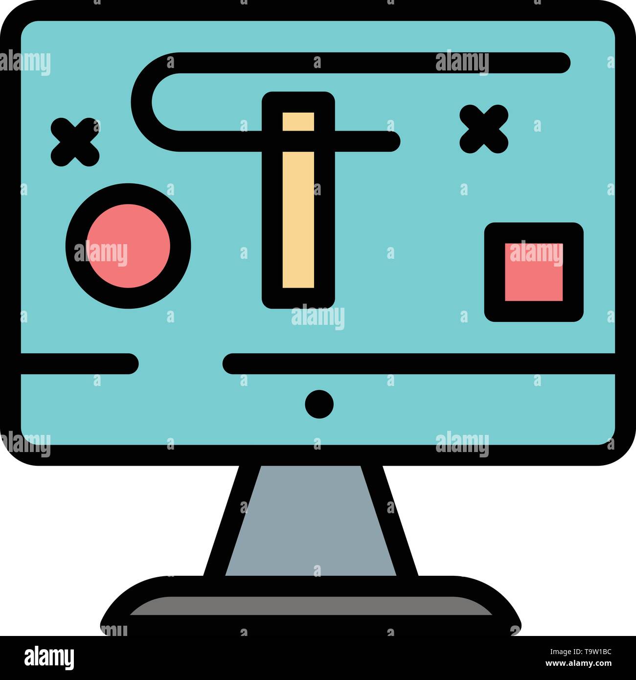 Computer Design Display Graphics Flat Color Icon Vector Icon