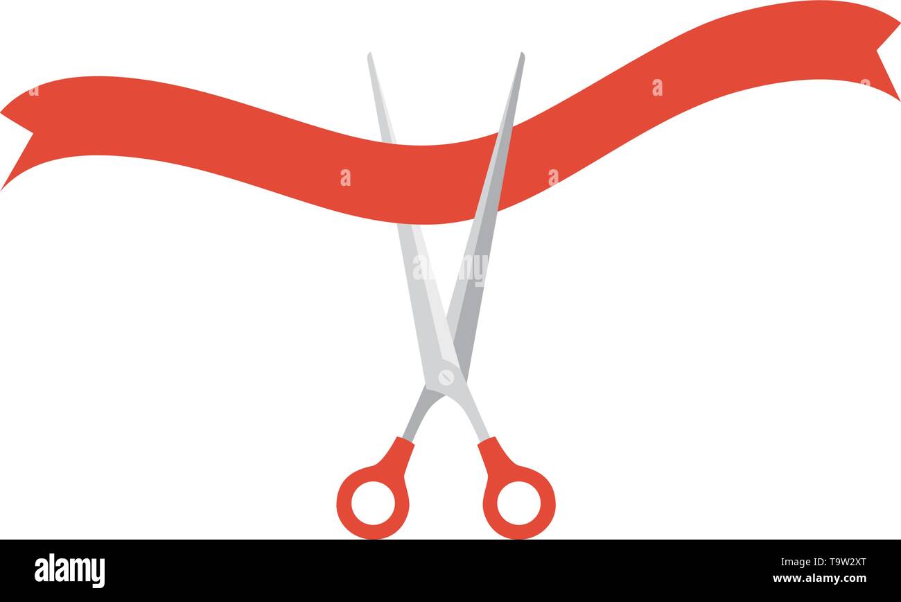 scissors with ribbon on white background Stock Vector Image & Art - Alamy