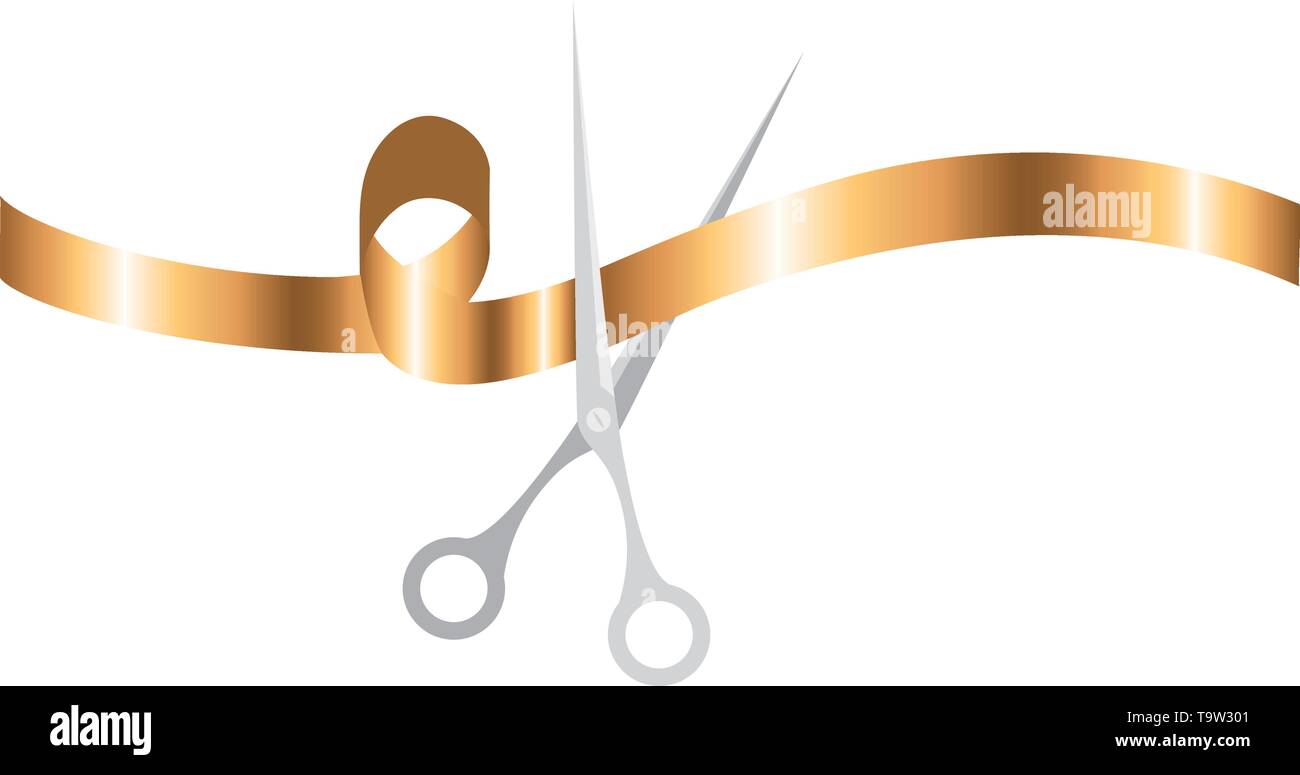 scissors with ribbon on white background Stock Vector Image & Art - Alamy