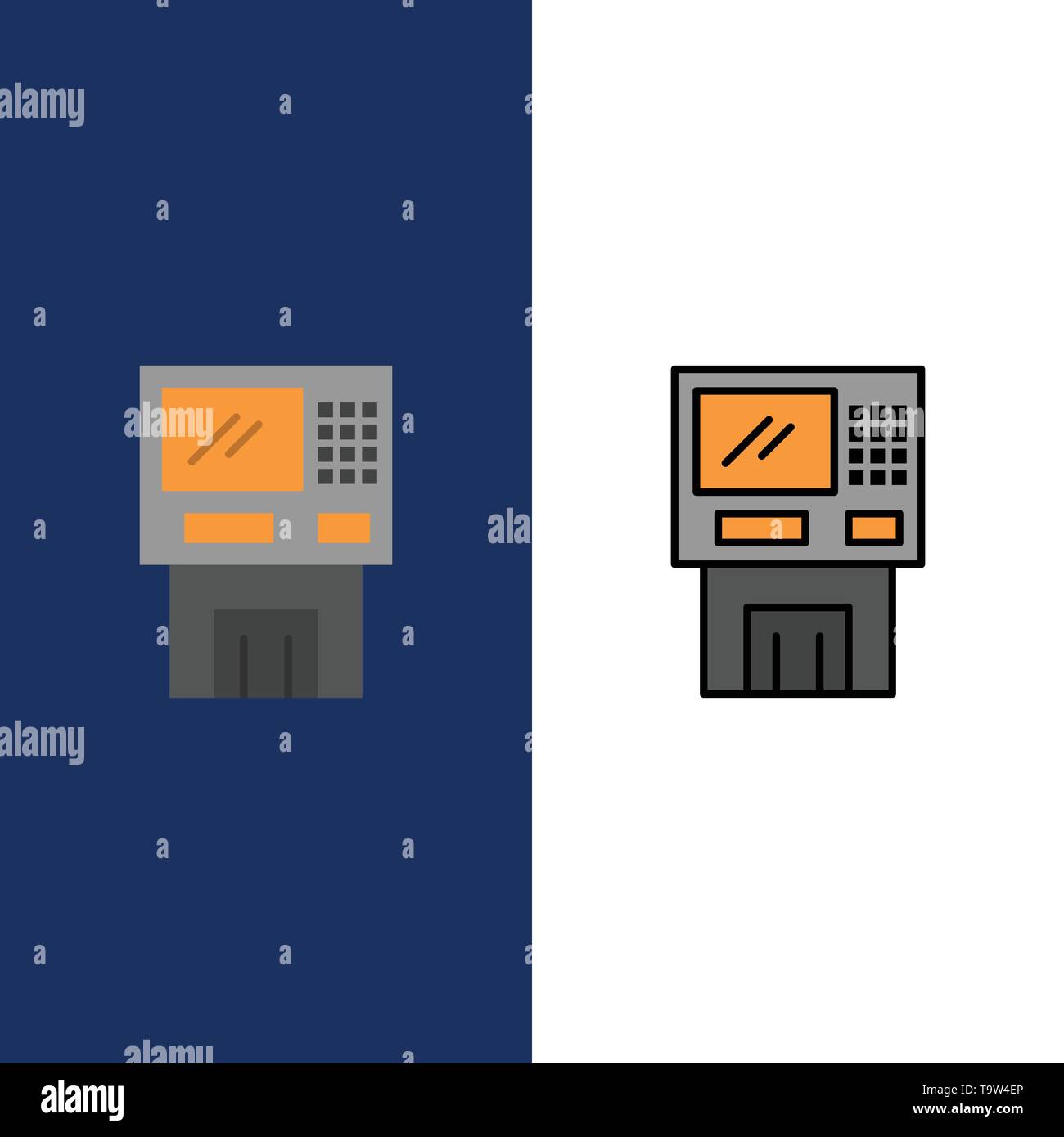 Atm Cash Machine Vector Icons Set Stock Photos Atm Cash - 