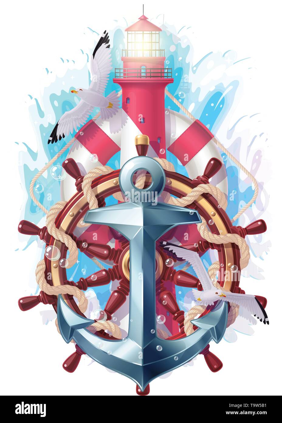 vector creative maritime ocean vacation collage Stock Vector