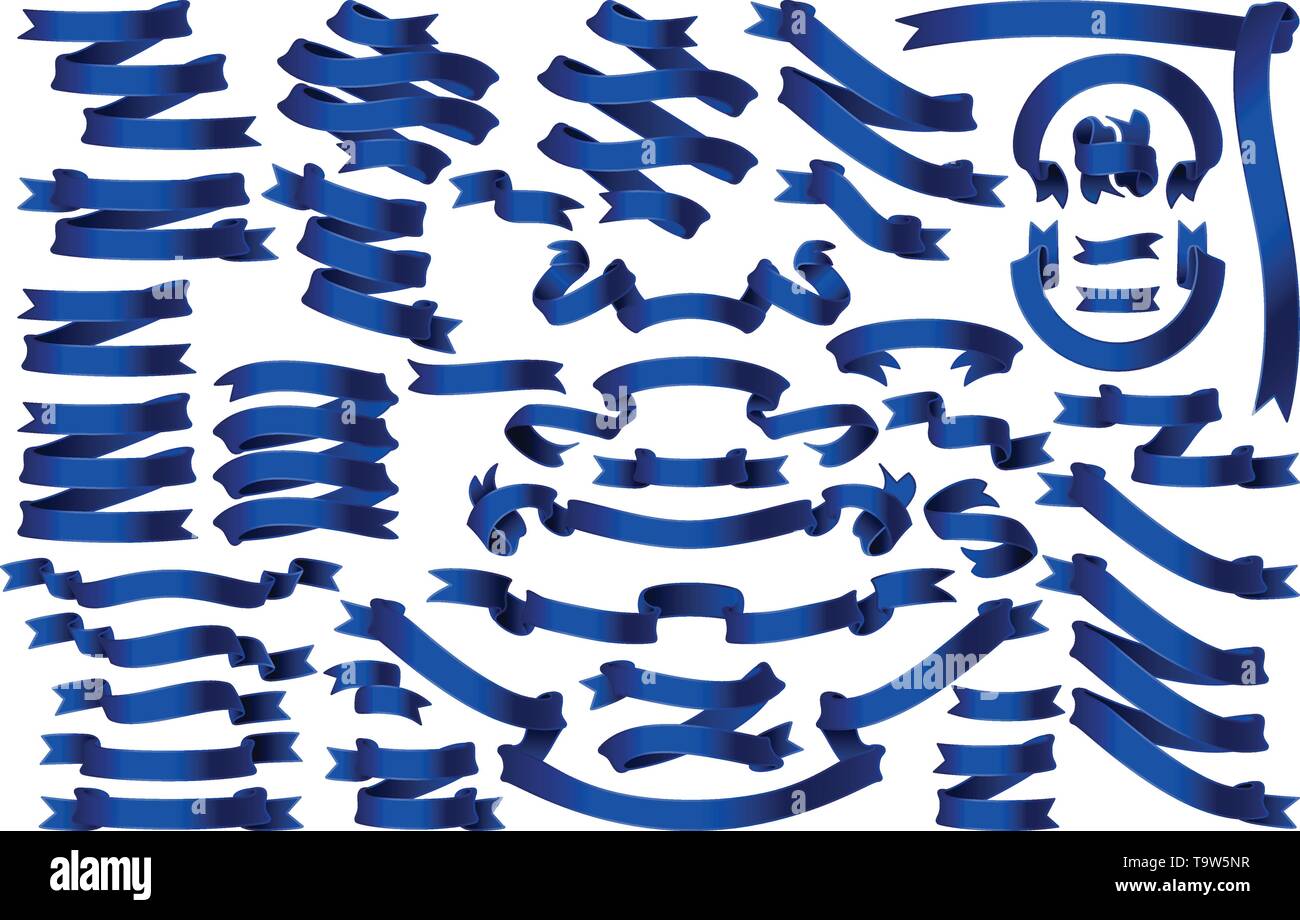 vector blue ribbon set isolated on white background Stock Vector Image
