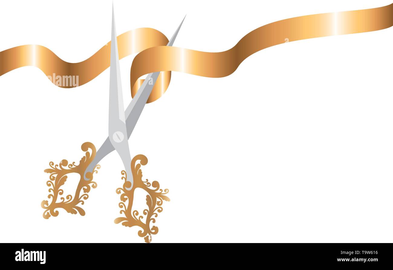 scissors with ribbon on white background Stock Vector Image & Art - Alamy