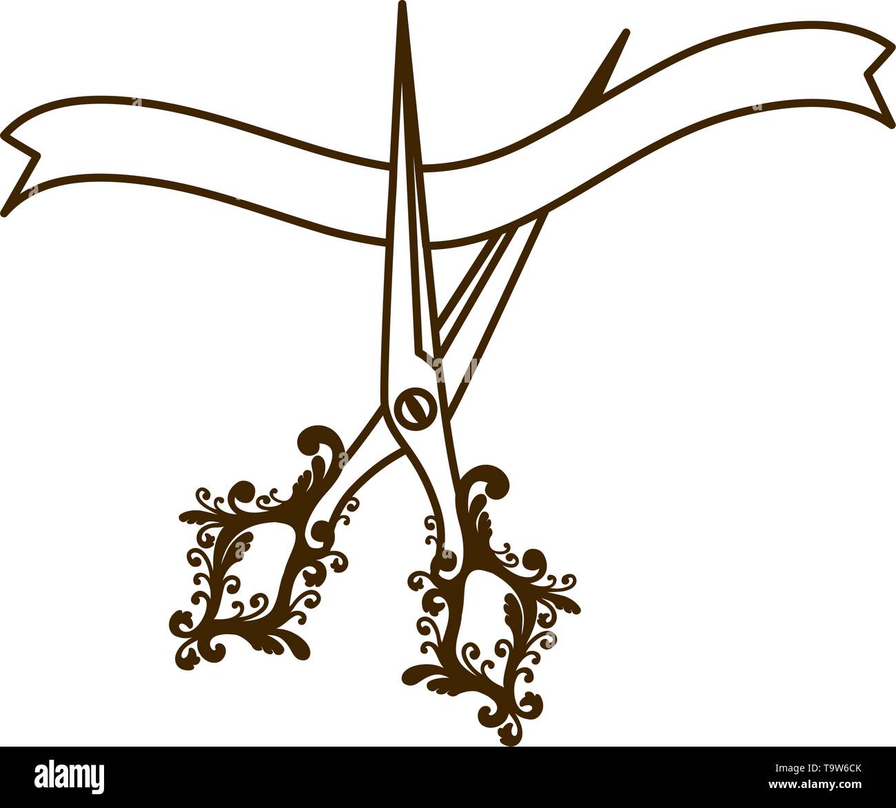 scissors with ribbon on white background Stock Vector Image & Art - Alamy