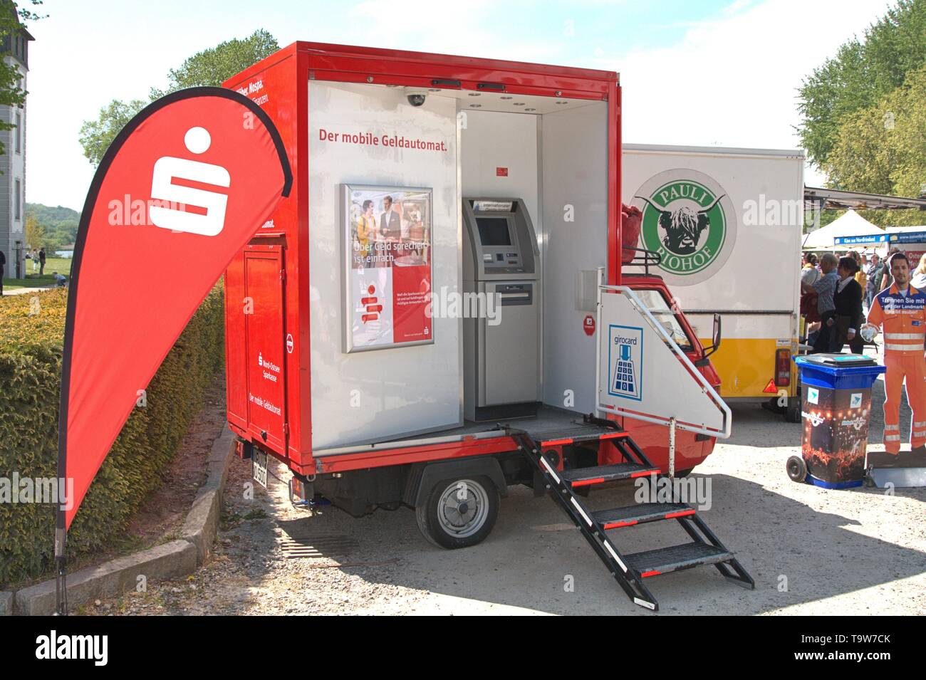 19 05 19 A Mobile Cash Machine Wincor Nixdorf Diebold Nixdorf Of The Nord Ostsee Sparkasse Nospa On A Converted Piaggo Ape The Atm Is Located On The Iconic Three Wheeled Vans And Is Mobile