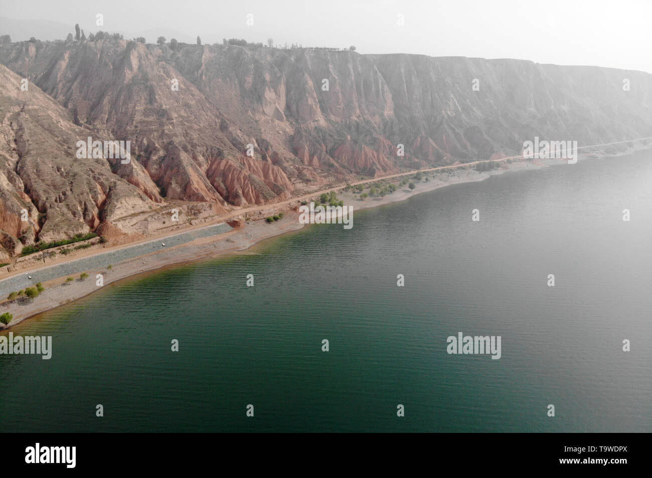 Yongjing. 20th May, 2019. Aerial photo taken on May 20, 2019 shows the scenery of the three gorges of the Yellow River in Yongjing County, northwest China's Gansu Province. The three gorges that consist of Bingling Gorge, Liujia Gorge and Yanguo Gorge are located at the upper reaches of the Yellow River, China's second largest river. Credit: Fan Peishen/Xinhua/Alamy Live News Stock Photo
