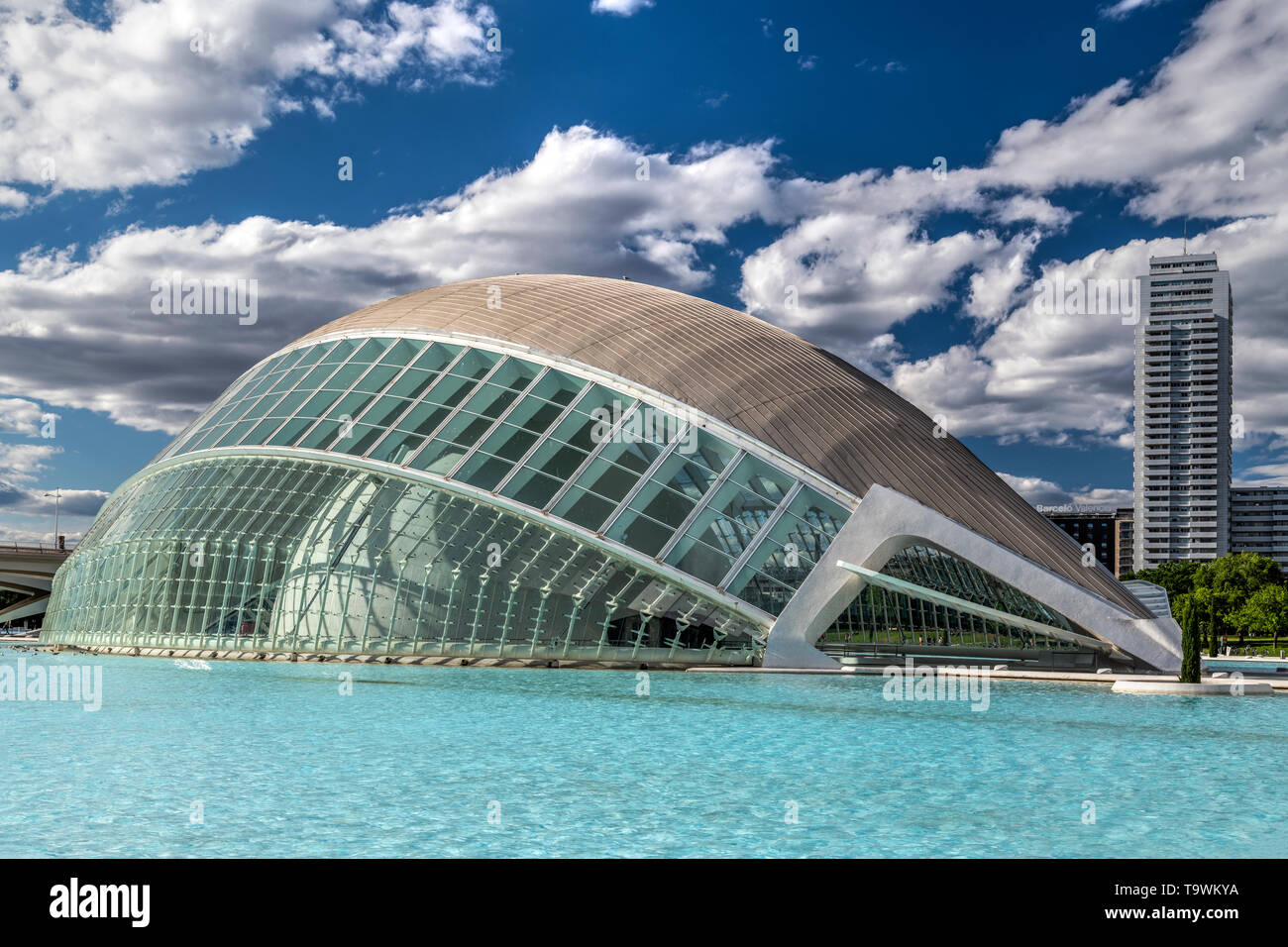 L'Hemisferic planetarium, City of Arts and Sciences or Ciudad de las Artes y las Ciencias, Valencia, Comunidad Valenciana, Spain Stock Photo