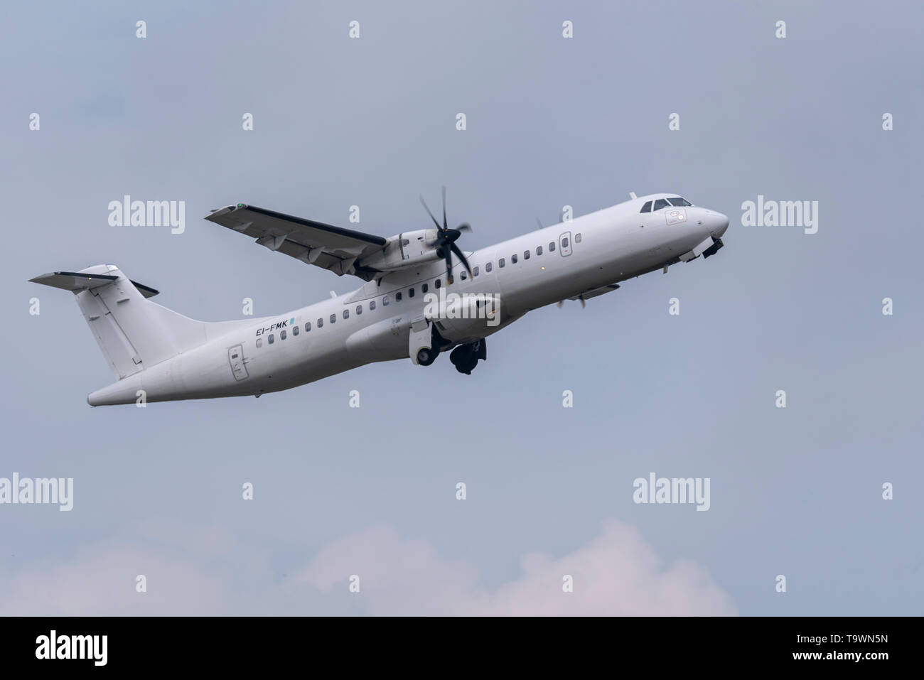 Stobart Air ATR 72 -600 turboprop airliner plane taking off from London Southend Airport, Essex, UK. Operating FlyBe route Stock Photo