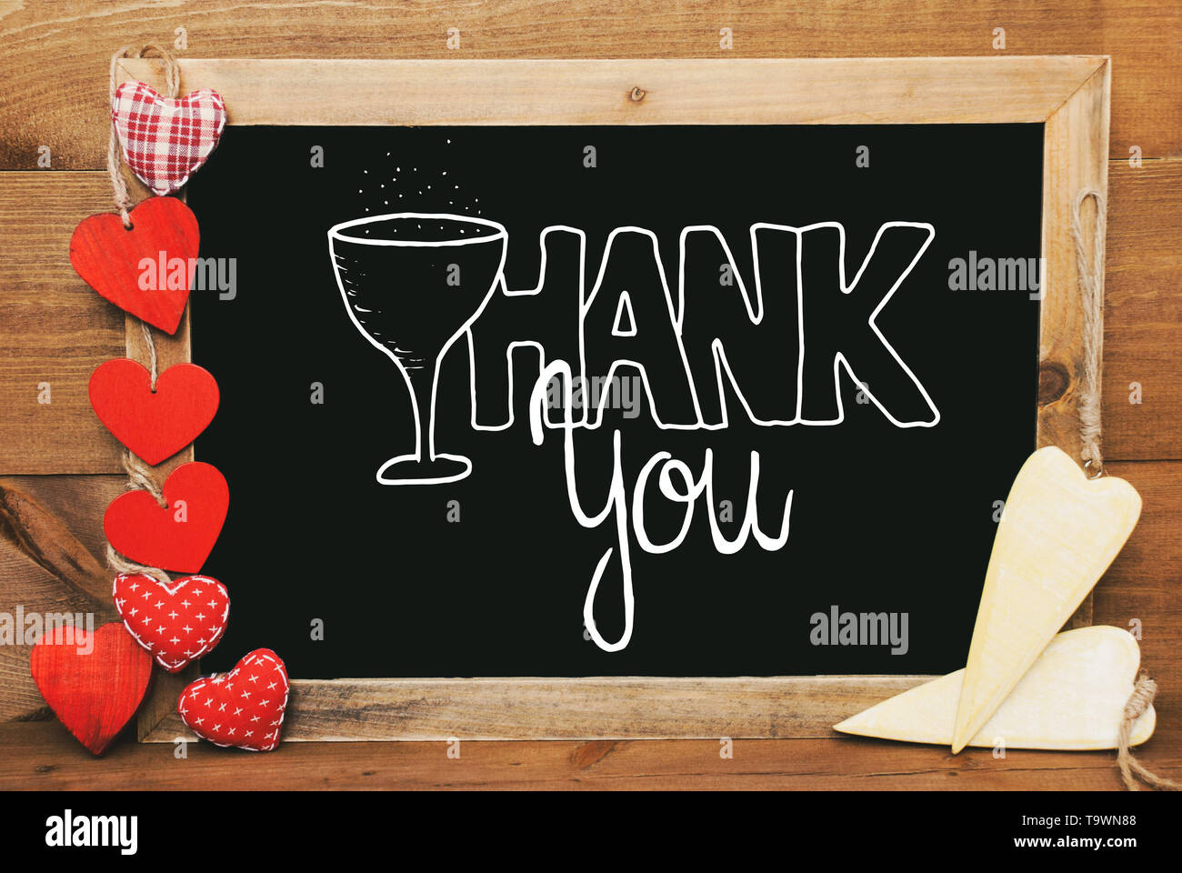 Chalkboard With English Calligraphy Thank You. Handlettering With