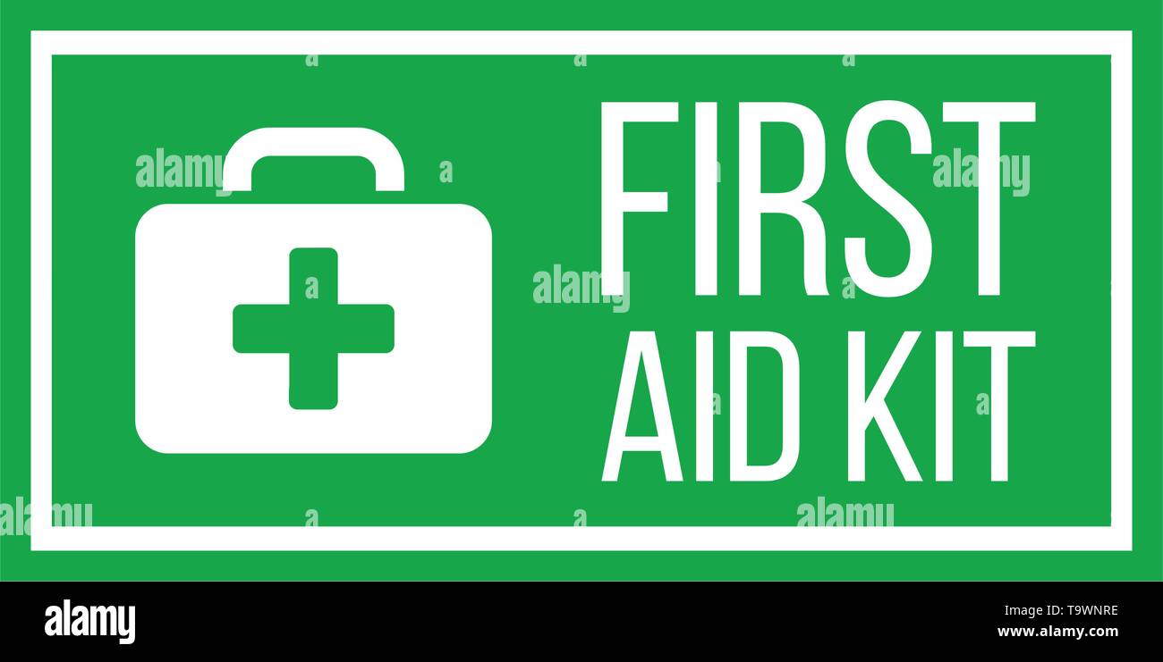 First aid kit label or sign. Medical box with cross. Medical equipment for  emergency. Healthcare concept. Vector illustration isolated on white Stock  Vector Image & Art - Alamy