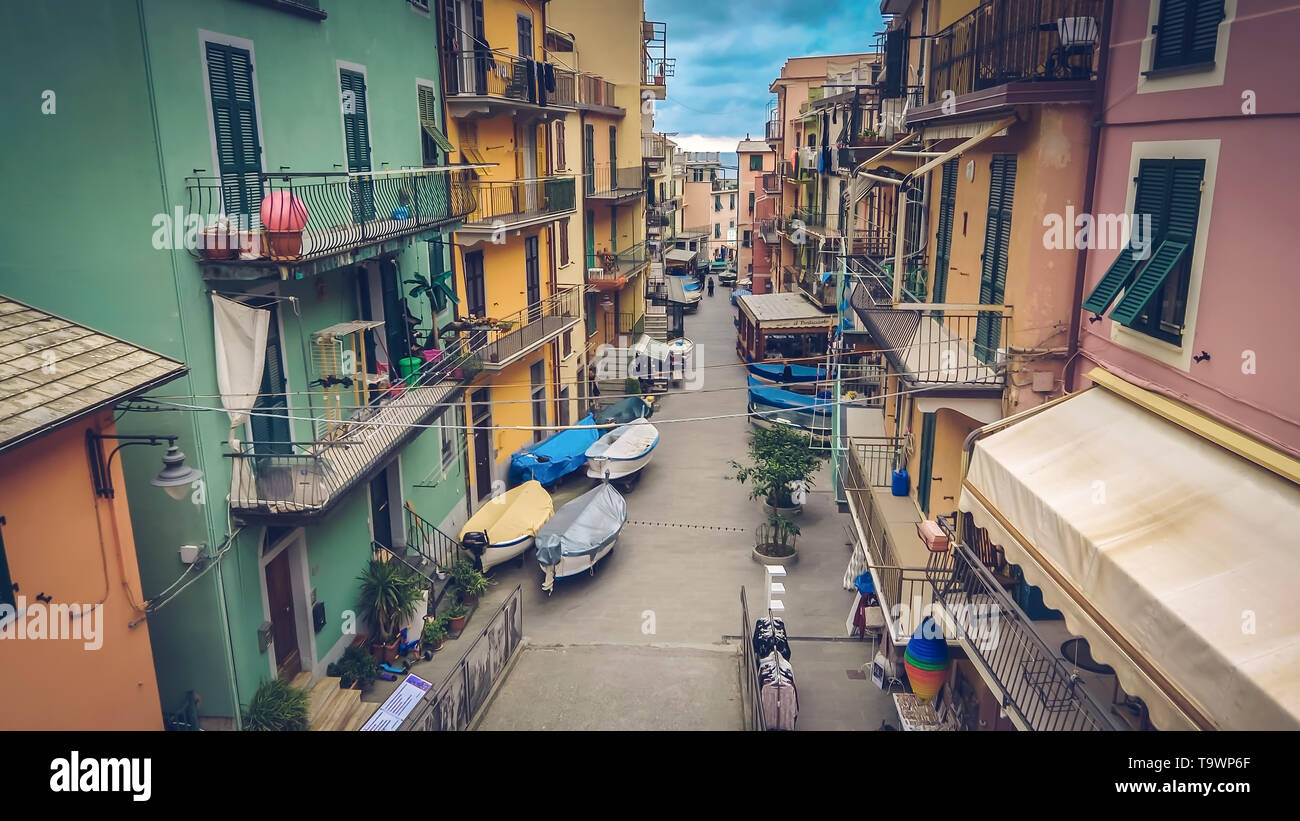 Village of Manarola in Cinque Terre, La Spezia, Italy Stock Photo