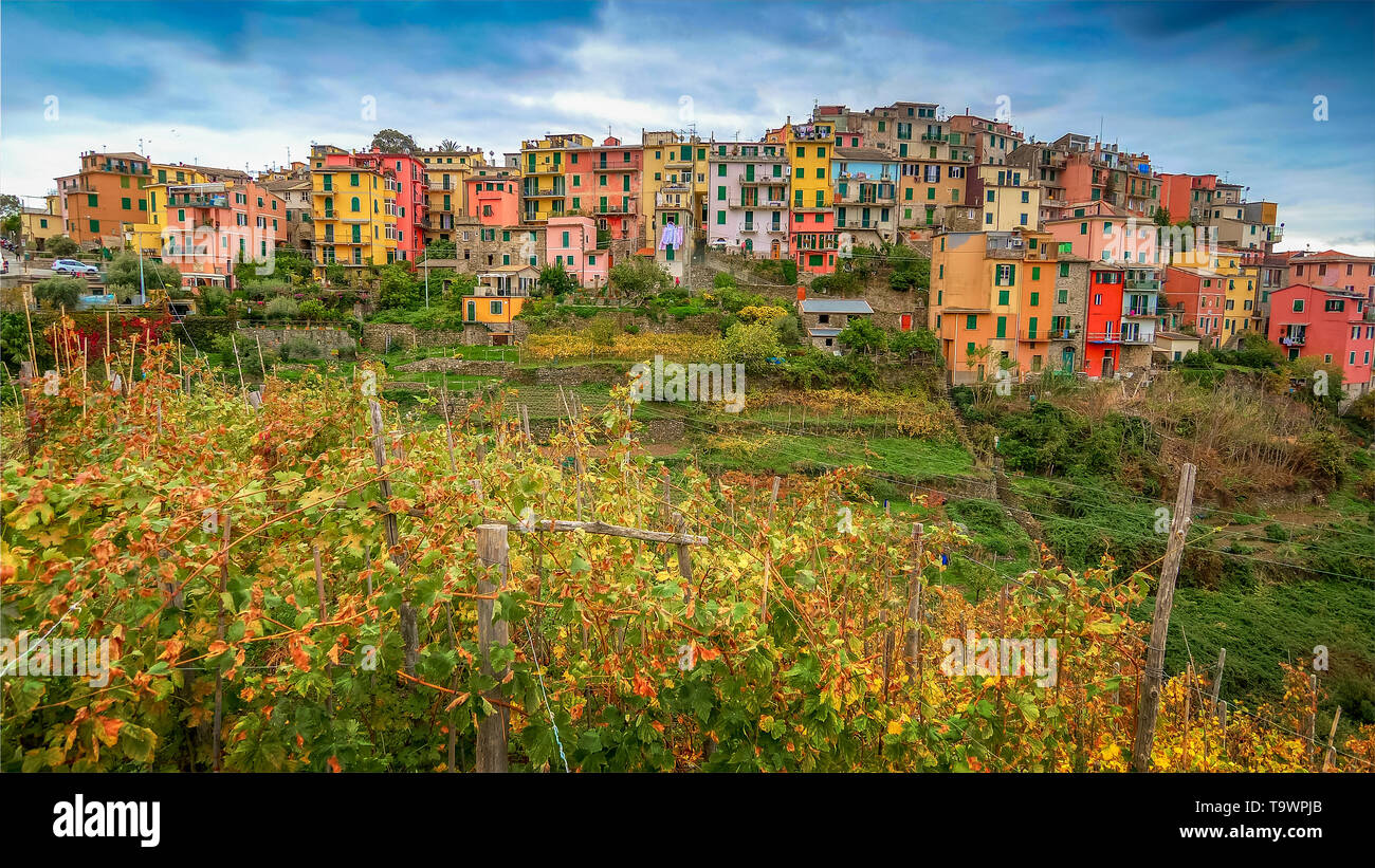 Cinque Terre Village of Corniglia, La Spezia, Italy Stock Photo