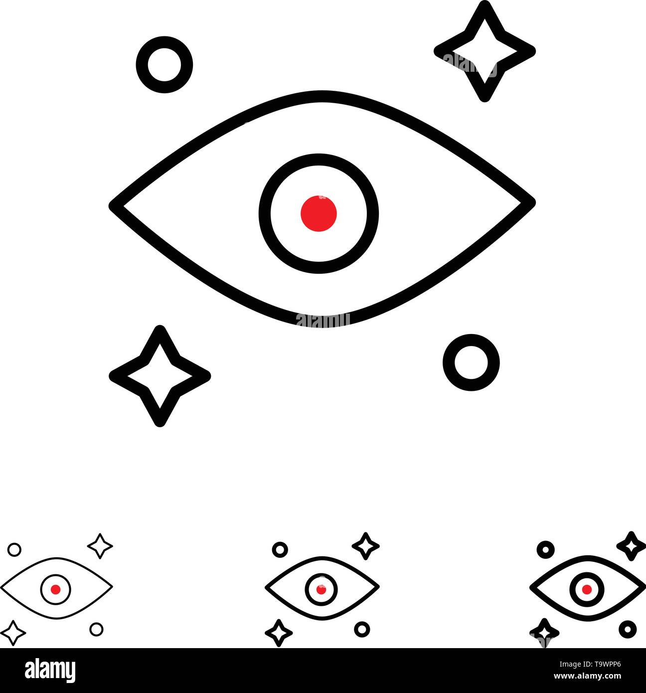 Eye, Eyes, Watching Bold and thin black line icon set Stock Vector