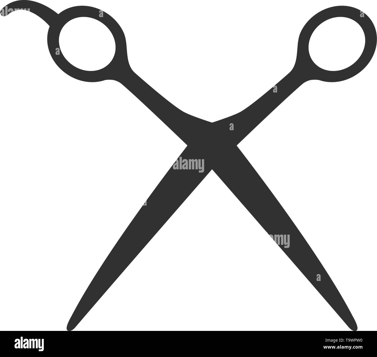 Hairdressers scissors black isolated vector icon or logo. Hairdresser, fashion salon and barber sign Stock Vector