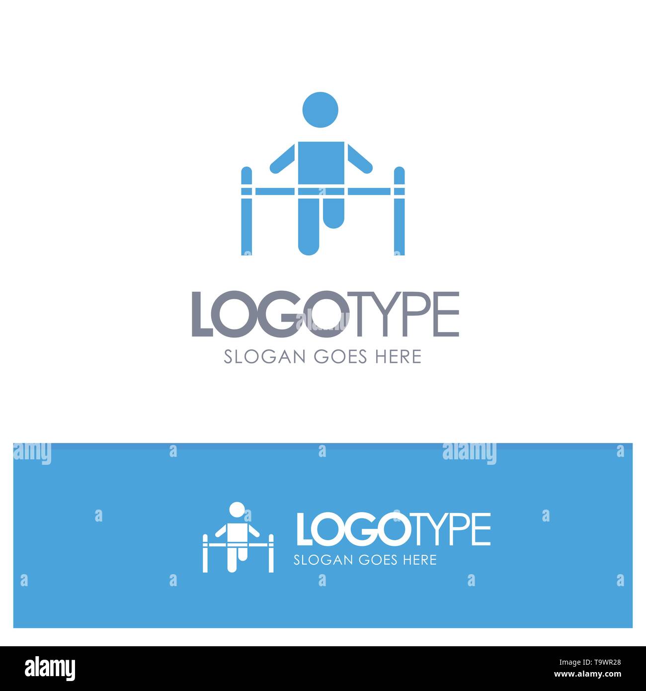 Exercise, Gym, Gymnastic, Health, Man Blue Solid Logo with place for