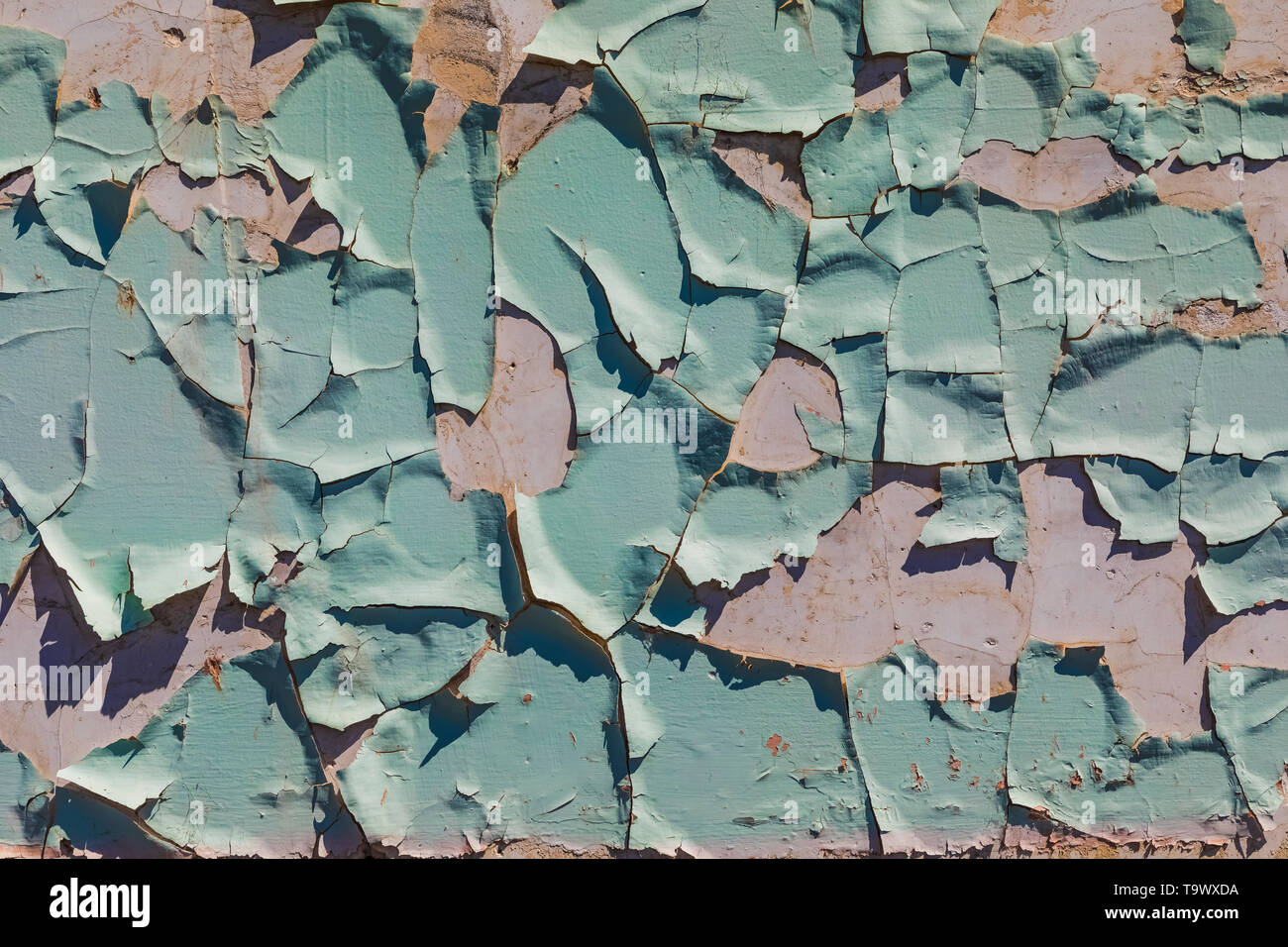 Paint peeling off the side of a building in Sprague, Washington State, USA Stock Photo